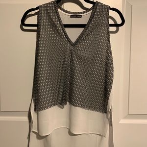White and silver tank top blouse from Zara
